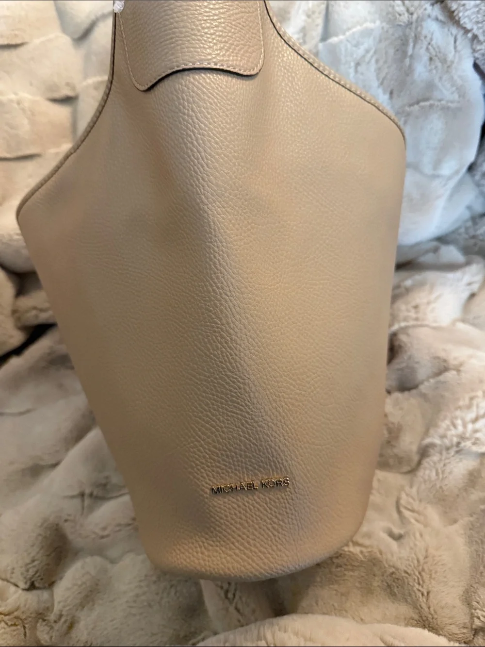 Michael Kors Beige Pebbled Leather Hobo Bag